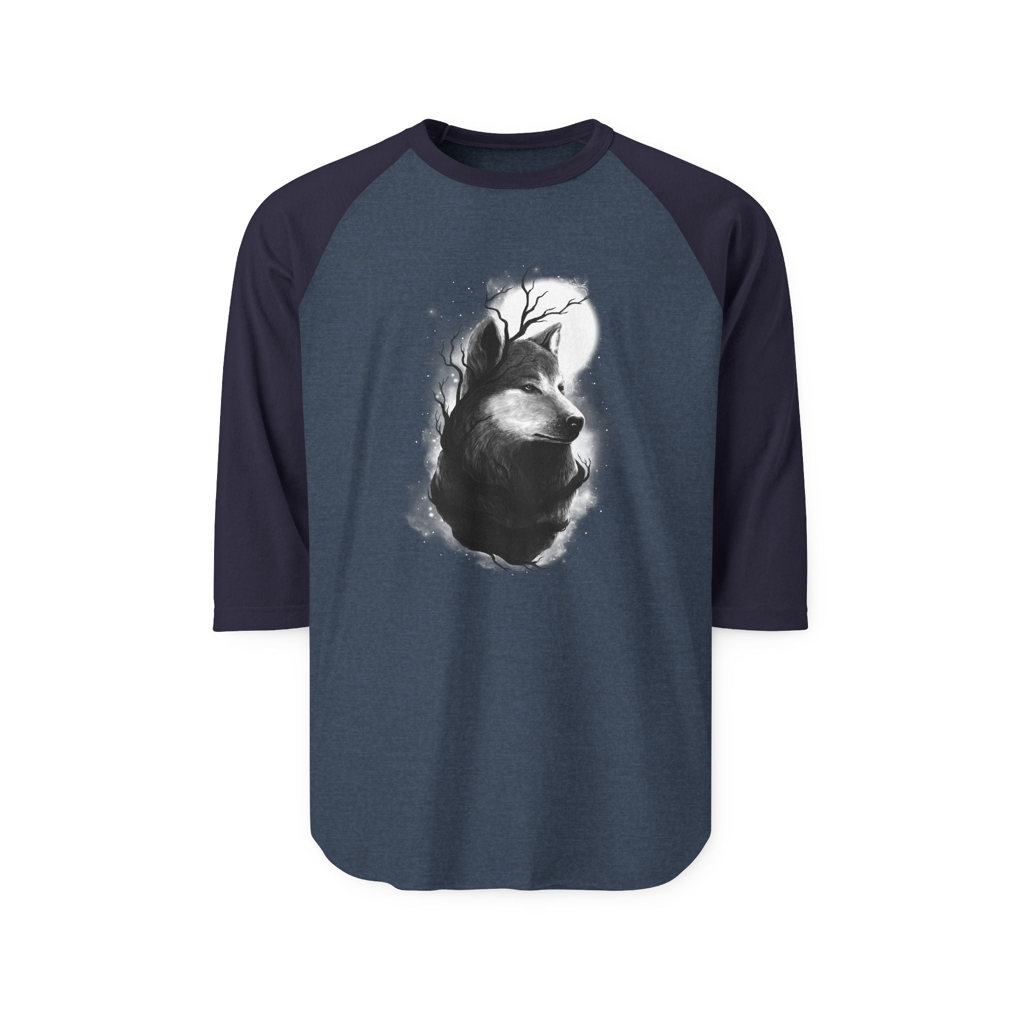 Mystical Wolf Raglan Shirt | Unisex Three-Quarter Sleeve