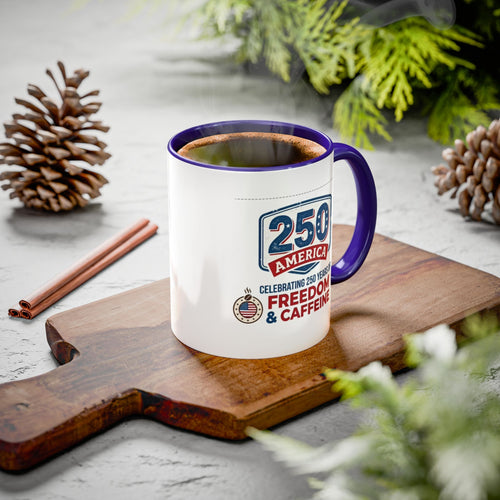 250 Years of Freedom & Caffeine Coffee Mug — Patriotic 11oz/15oz Ceramic