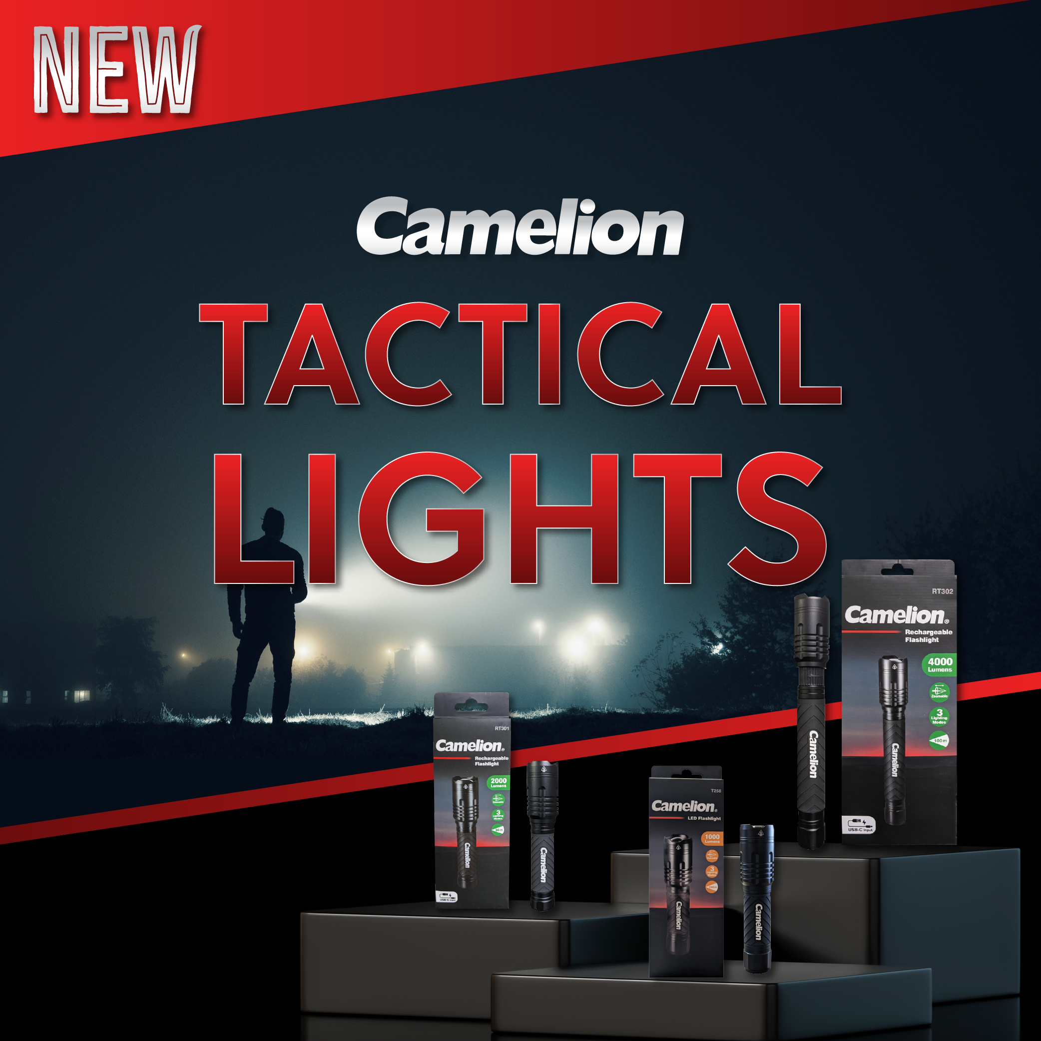Camelion RT302 76W COB 4000LM Rechargeable Flashlight - 3 Lighting