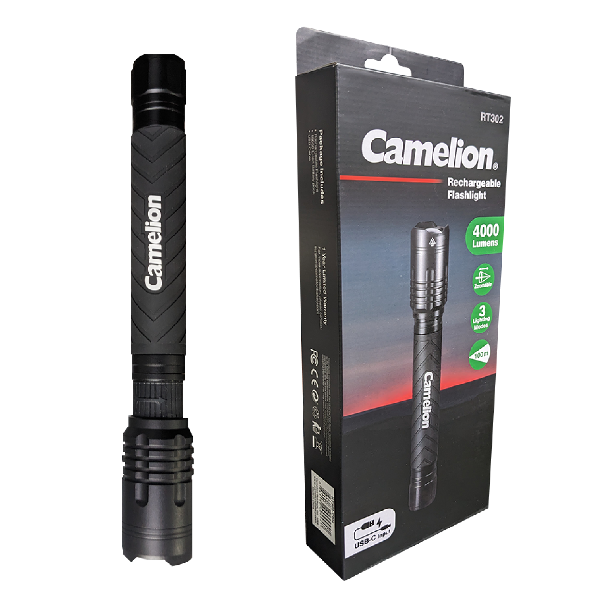 Camelion RT302 76W COB 4000LM Rechargeable Flashlight - 3 Lighting