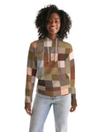 Womens Hoodie - Brown Multicolor Colorblock Pattern