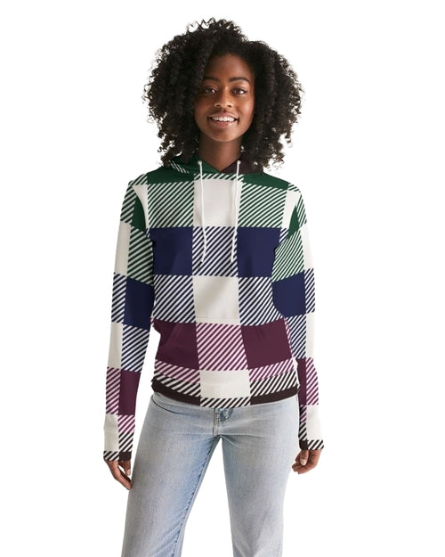 Womens Hoodie - Multicolor Colorblock Plaid Pattern